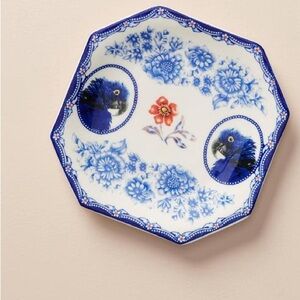 4 Anthropologie Lou Rota Nature Table Blue Birds Floral Plate Single Plate